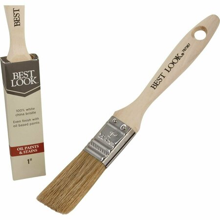 BEST LOOK 1 In. Flat White Natural China Bristle Paint Brush 787367